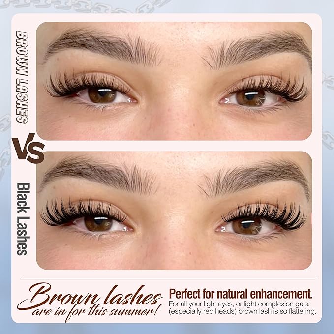 Flaunt Lash Clusters Brown Eyelash Clusters Fluffy Cluster Lashes Ultra-Dense Lash Clusters Eyelashes Extension Waterproof Individual Lashes Dark Brown Wispy CC-Curly Lash Extensions (144Pcs, 8-16MM)