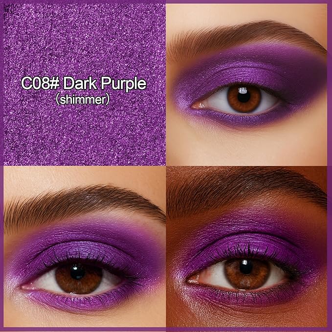 Erinde Waterproof Cream Eyeshadow Stick, Dark Purple Shimmer Eye Shadow Sticks, Cream to Powder Eyeshadow Crayon, Buildable & Blendable Long-Lasting Eye Shadow Stick, Vegan & Cruelty-Free, C08