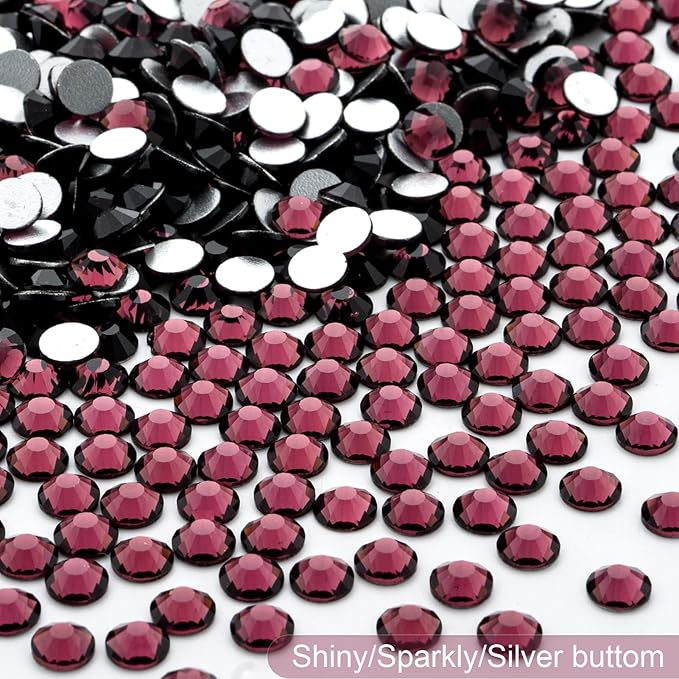 MEIBITE Flatback Rhinestones Bulk, 14400PCS Purple Rhinestones for Clothes DIY Decoration Crafts, Purple, SS16, 3.8-4.0mm