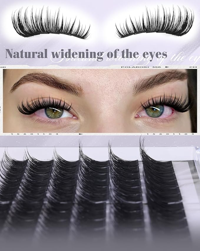 zanlufly Lash Clusters Eyelash Clusters Wispy Cluster Eyelash Extensions DIY Individual Lashes Natural Volume Lash Extension C Curly Cluster Lashes with Thin Band