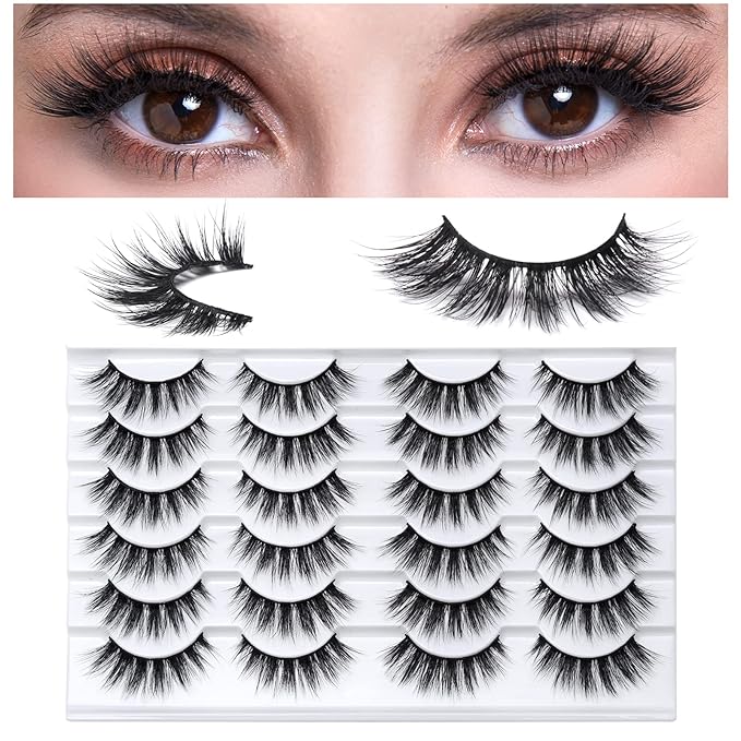 SONAFEEL Soft Mink Eyelashes 15mm Half Volume Lashes Natural Look 12Pairs 6d Fluffy Medium Strip Lashes Bulk Reusable Half Thick False Eyelashes Gift
