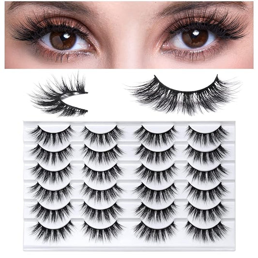 SONAFEEL Soft Mink Eyelashes 15mm Half Volume Lashes Natural Look 12Pairs 6d Fluffy Medium Strip Lashes Bulk Reusable Half Thick False Eyelashes Gift