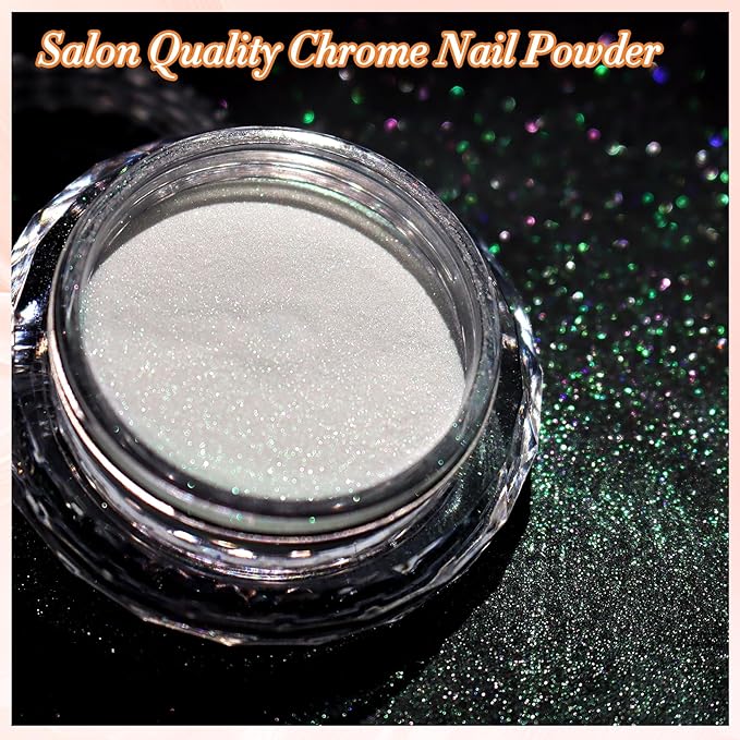 FNNZ Unicorn Chrome Nail Powder, Aurora Unichrome Mermaid Aurora Pigment Pearlescent Nail Art Glitter Dust Decoration for Home DIY Salon Manicure - Violet Whisper