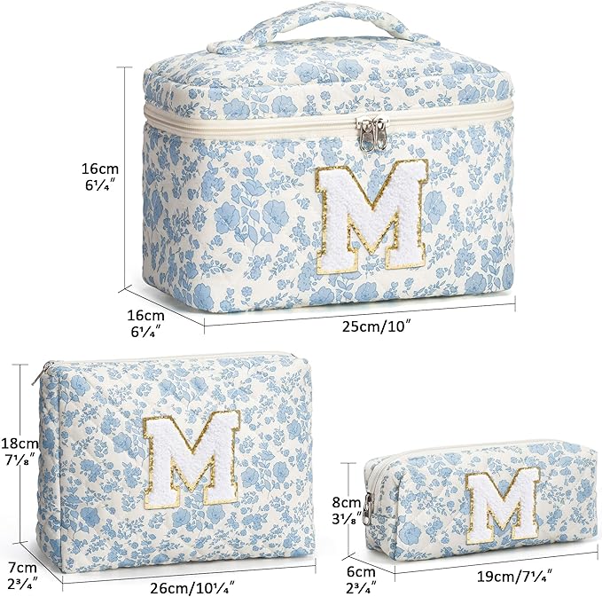 Birthday Gifts for Teen Girl Women, Personalized Initial Makeup Bag Quilted Cosmetic Bag Make Up Bags Travel Toiletry Bags Teen Girl Gifts Trendy Stuff Valentines Day Gift for Wife Mom Daughter Friend