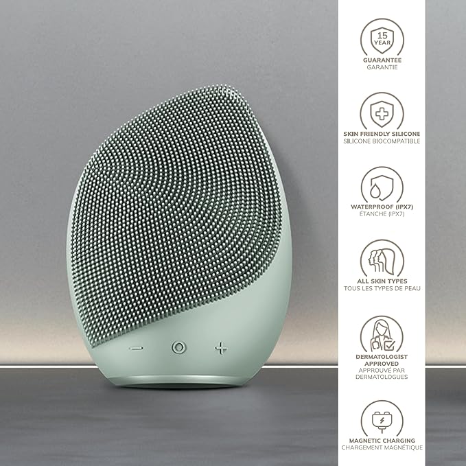 GESKE SmartAppGuided™ Sonic Facial Brush 5 in 1 | Vibrating Electric Facial Cleansing Brush | Soft Silicone Brush | Professional Facial Cleanser | Skin Cleanser & Exfoliator | Face Massager
