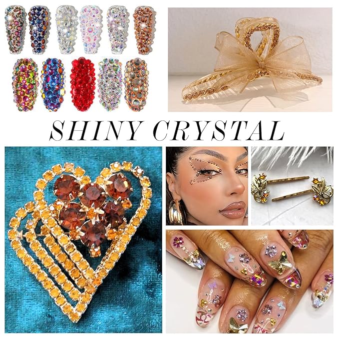 288Pcs Amber Crystal Rhinestones,Glass Flatback Rhinestones Gemstones for Nail Face Makeup Art Crafts Clothes Decoration - (SS30,6.5mm, Amber)