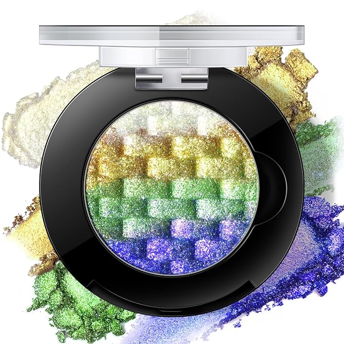 Noerrors Chameleon Eyeshadow,Multichrome Face Highlighter Palette,Holographic Eyeshadow Palette,High Pigment,Rainbow Color Shift Metallic Shimmer，Long Lasting，Duochrome Face Makeup Highlighter