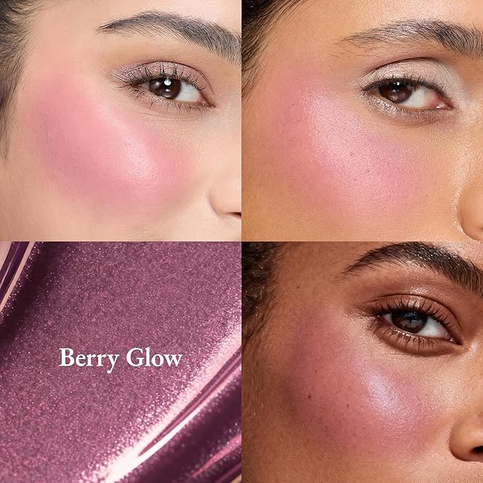 Exmiloo Liquid Blush for Cheeks, Lightweight Liquid Blush with Luminous Glow Sheer Finish, Blendable & Buildable Cool Toned Blush, Vegan & Cruelty-Free, Berry Glow