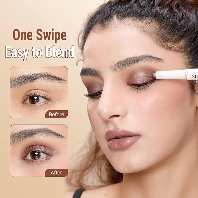 exmiloo Cream Eyeshadow Stick - 2-in-1 Dual-Ended Shimmer Eye Shadow Stick - Long Lasting, Crease-Proof, Waterproof, Smudge-proof (Lavender Dusk)