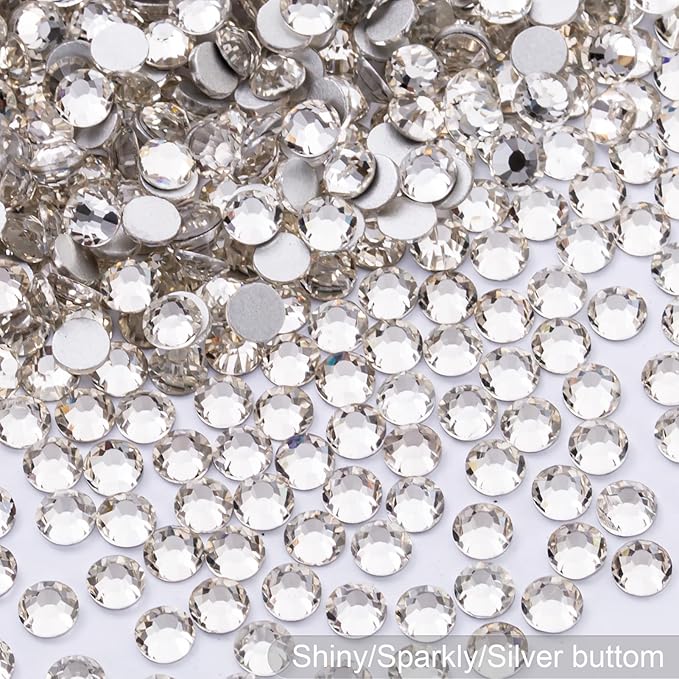 MEIBITE Flatback Rhinestones Bulk, 14400PCS Crystal Rhinestones for Clothes DIY Decoration Crafts, Crystal, SS20, 4.6-4.8mm
