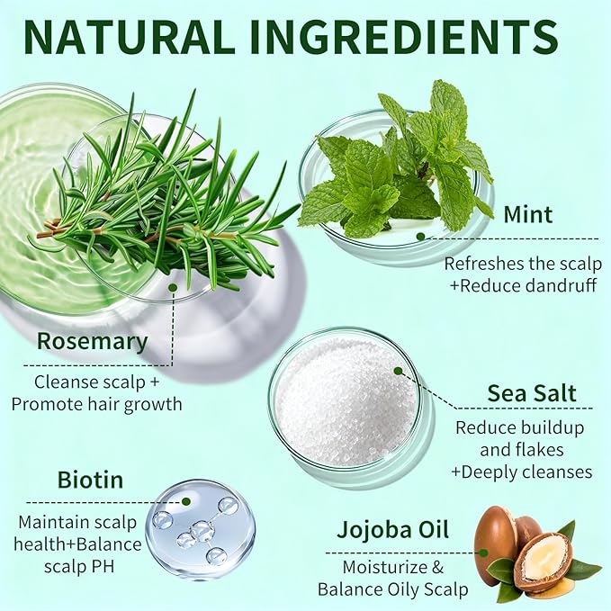 Criszenv Scalp Scrub,Scalp Exfoliator with Rosemary & Mint,Hair Treatment for Itchy Scalp, Dandruff & Buildup Removal, Clarifying Scrub Shampoo with Scalp Massager for Detox & Nourishment/8.8oz