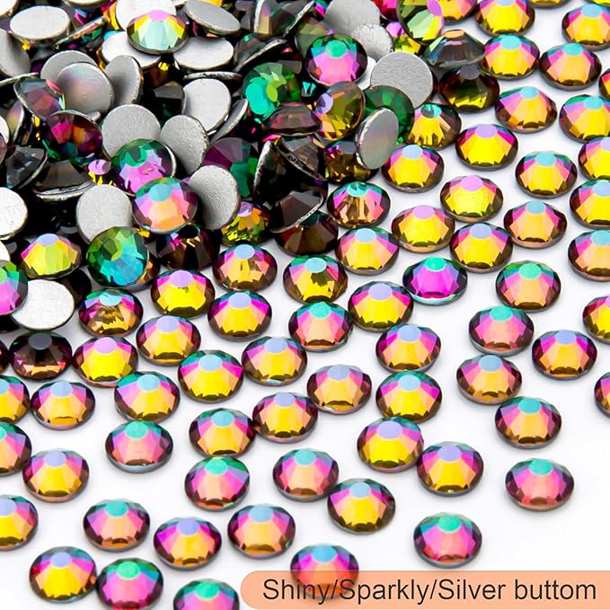 MEIBITE Flatback Rhinestones Bulk, 14400PCS Green Volcano Rhinestones for Clothes DIY Decoration Crafts, Green Volcano, SS16, 3.8-4.0mm