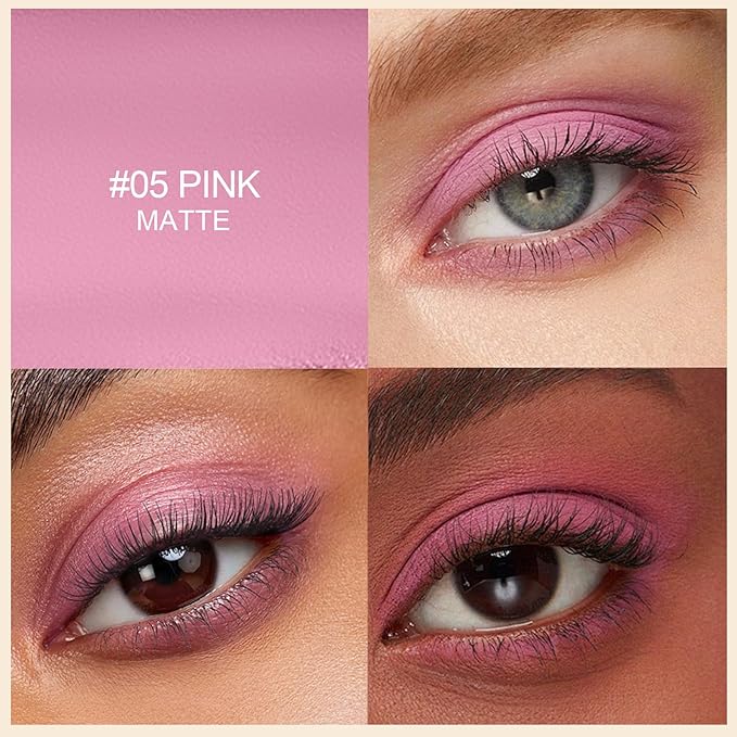 Erinde Waterproof Cream Eyeshadow Stick, Bright Pink Matte Eye Shadow Sticks, Cream to Powder Eyeshadow Crayon, Buildable & Blendable Long-Lasting Eye Shadow Stick, Vegan & Cruelty-Free, 05