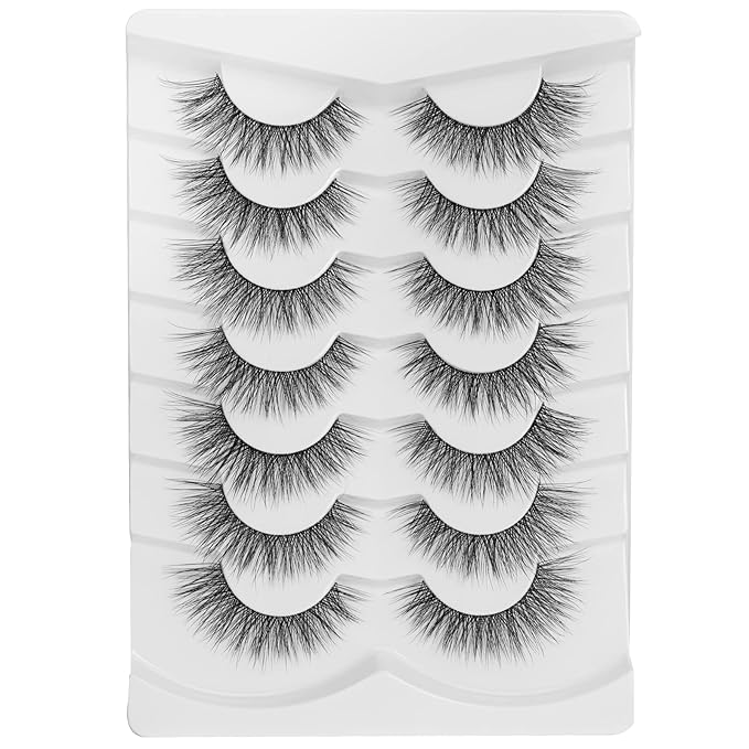 False Eyelashes Fluffy False Lashes Wispy Natural Lashes 3D Faux Mink Lashes 7 Pairs Jiocolor Volume Eye Lashes DJ-20