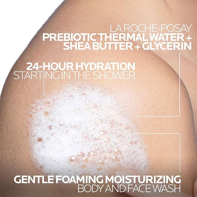 La Roche-Posay Lipikar AP+ Gentle Foaming Moisturizing Wash, Shea Butter + Niacinamide + Glycerin, Moisturizing Body Wash & Face Wash For Dry Skin, National Eczema Association Accepted, Soap Free