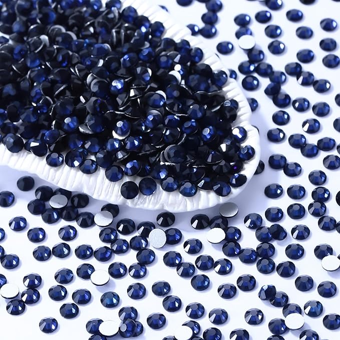 Meibite Montana Flatback Rhinestones, Glass Rhinestones for Nail Art and Craft, Glue Fix, Loose Crystal Gemstones(Montana, SS4, 1440pcs, 1.5-1.7mm)