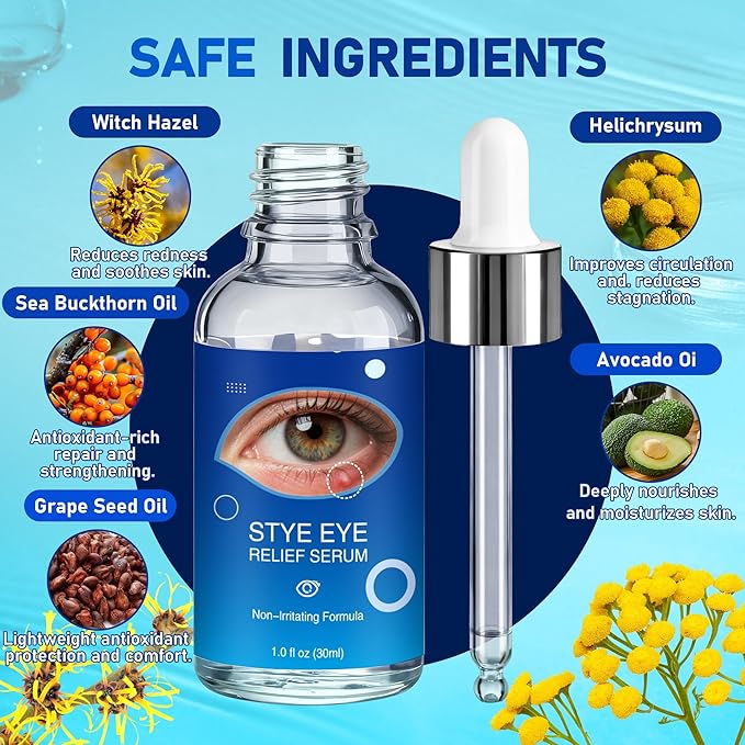 Thrihood Eye Serum - Plant-Based Formula with Helichrysum & Witch Hazel for Eyelid Comfort, 1 Fl Oz