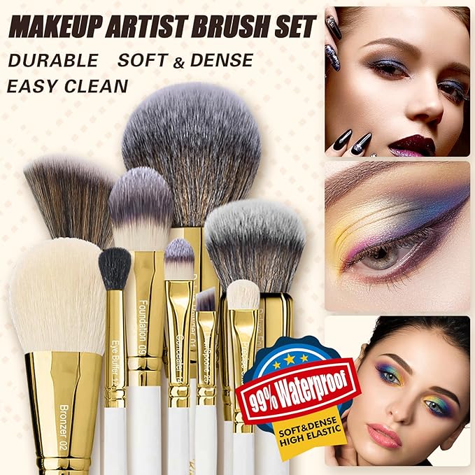 Professional Makeup Brushes Set Premium Quality Goat Hair Synthetic Fiber Powder Foundation Highlight Concealer Eyeshadow Blending By Bueart Design