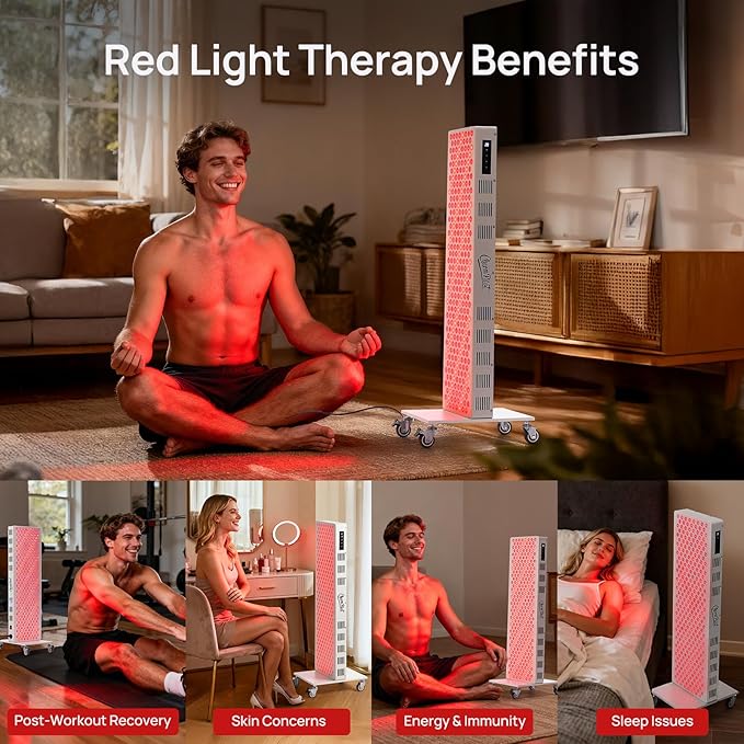 Red Light Therapy Panel for Body, 7 Wavelengths (630, 660, 780, 810, 850, 940, 1060 nm), 300LEDs, Near‑Infrared Light Wellness Device with Adjustable Intensity, Home Use