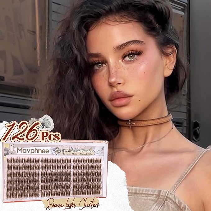 Anime Cluster Lashes Brown Cluster Eyelash Extensions Fairy Eyelash Clusters Wispy Lash Clusters Dark Brown Individual Lash C-Curly Lash Extension Spiky Manga DIY Eyelashes Pack (108Pcs, 10-16MM)