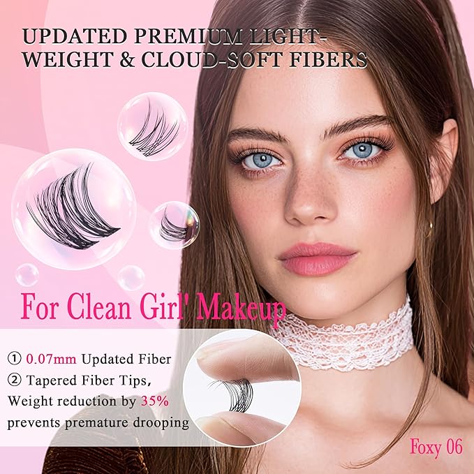Nova Lash Clusters Kit 360 PCS Lash Clusters Natural Look Invisible Band Lashes Eyelash Clusters with Bond and Seal D Curl WideSpan Cluster Eyelash Extension Kit 8-16mm DIY at Home