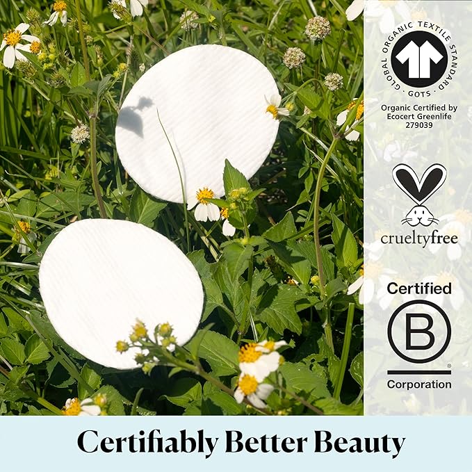 Sky Organics Organic Cotton Large Pads for Makeup Removal, Cleansing, Toner Application, 100% Pure Organic Cotton, GOTS Certified, Dual Textured Design
