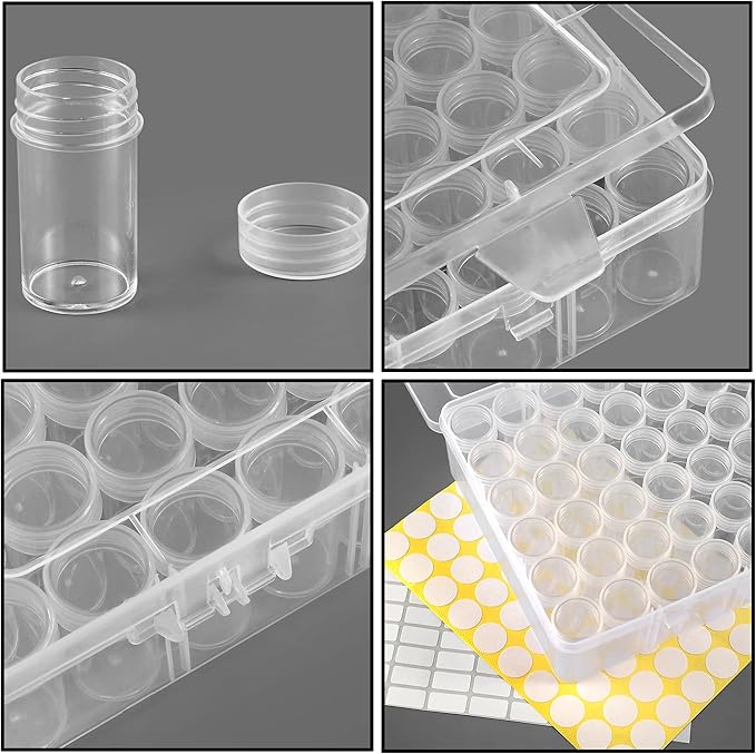 Notgia 2packs 60 Grids Bead Organizer and Storage Diamond Painting Containers Portable Plastic Case Box Arts Crafts Storage for Seeds Beads Sewing Cosmetic Nail Glitter Powder Small Parts Rhinestones