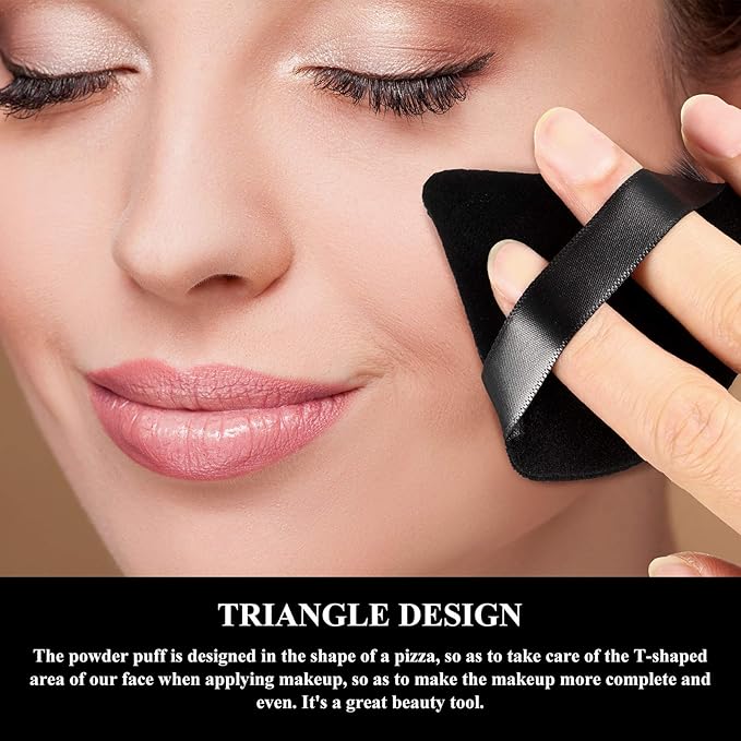 Maitys 12 Pieces Powder Puff Triangle Face Makeup Cosmetic for Loose Powder Soft Body Washable Reusable Foundation Sponge Mineral Wet Dry Makeup Tool(Black, White, Small)