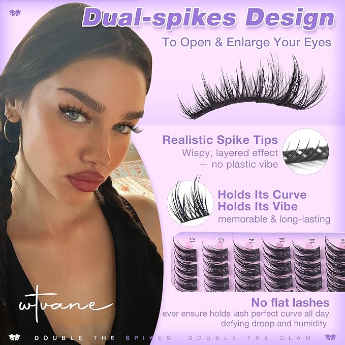 Wtvane Lash Clusters Wispy Eyelash Clusters 216Pcs Anime Individual Lashes Manga Lashes Clusters Natural10-16mm Fairy Cluster Eyelash Extensions Pestañas Postizas Naturales with Thin Band for Beginner