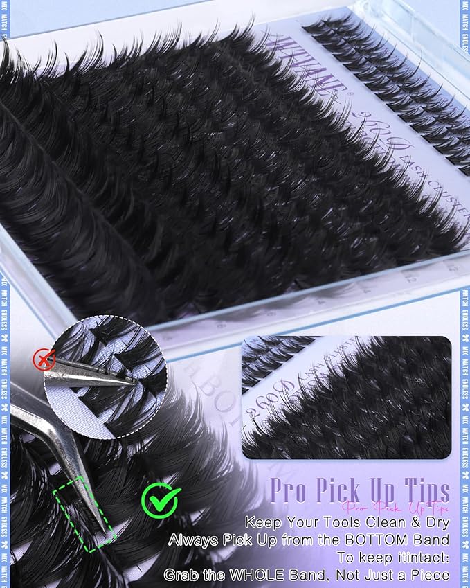 Wtvane 260D Lash Clusters Volume Eyelash Clusters 12-20mm Manga Lash Extension 6-7mm Bottom lashes Clusters D Curl Individual Lashes Long Cluster Eyelash Extensions Spiky False Eyelashes Baddie Look