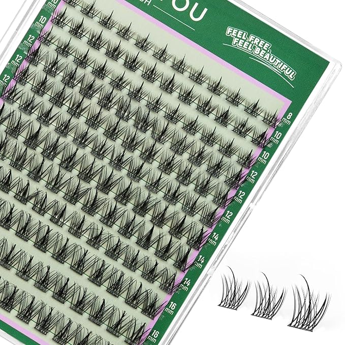 KEYYOU LASH Fairy Lashes Clusters Manga Eyelash Clusters C Curl Cluster Eyelash Extensions Ultra Lightweight Natural Lash with Extremely thin wispy false eyelashes(F03,C-8-18mm)