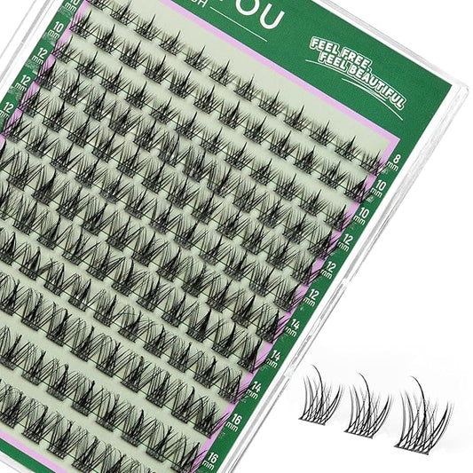 KEYYOU LASH Fairy Lashes Clusters Manga Eyelash Clusters C Curl Cluster Eyelash Extensions Ultra Lightweight Natural Lash with Extremely thin wispy false eyelashes(F03,C-8-18mm)