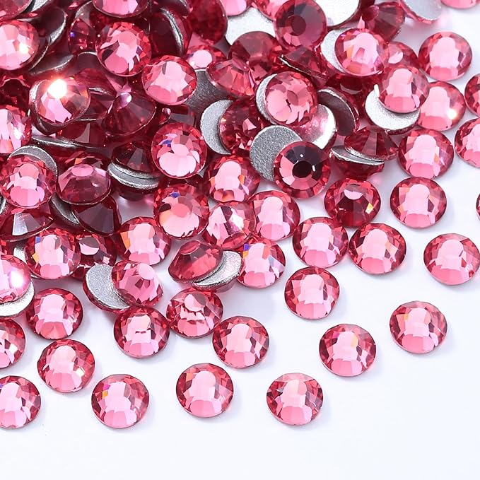 Meibite Rose Flatback Rhinestones, Glass Rhinestones for Nail Art and Craft, Glue Fix, Loose Crystal Gemstones(Rose, SS16, 1440pcs, 3.8-4.0mm)