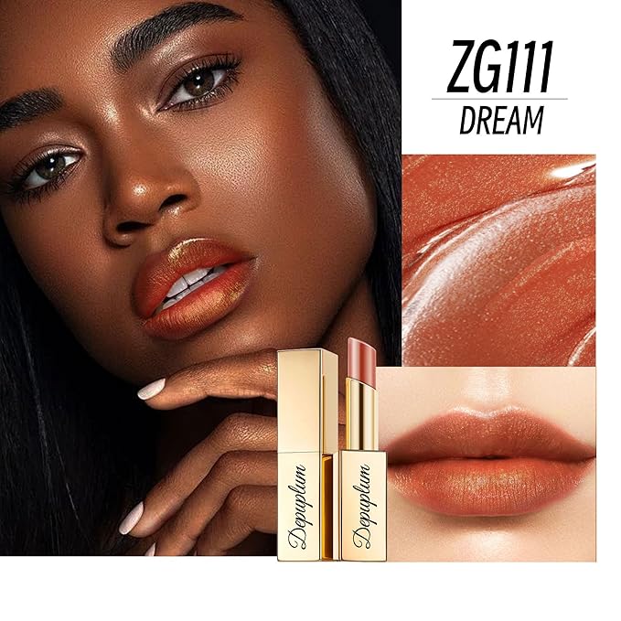 Depuplum Light Brown Lipstick Moisturizing for Women Shimmer Tinted Lip Balm Hydrating Nourishing Lip Gloss Vegan& Cruelty Free Lip Makeup, ZG111 Dream