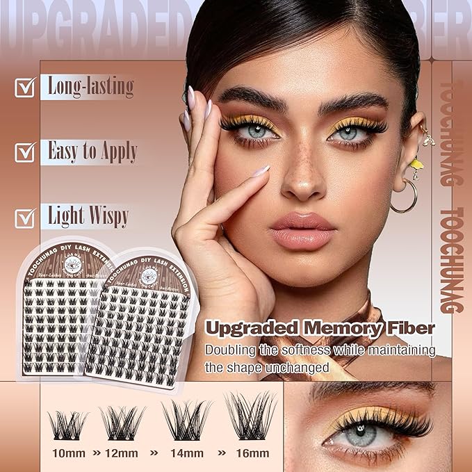 Natural Lash Clusters Kit Wispy Eyelash Clusters Kit Thin Band DIY Lash Extension Kit 10-16mm Eye Lashes Individual Fake Eyelashes Extensions Kit with Lash Bond and Seal by TOOCHUNAG