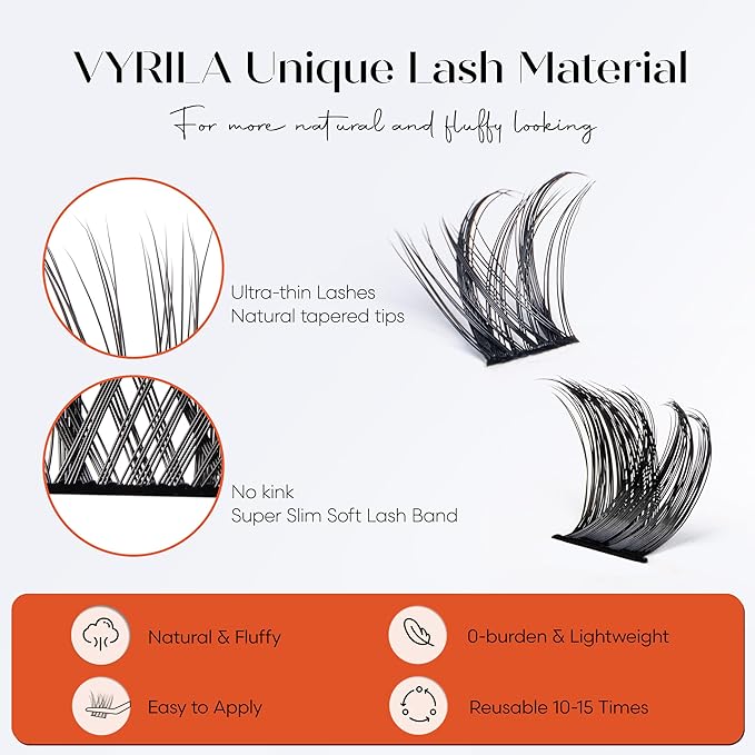 Lash Clusters Kit-VYRILA 0.07mm Wispy 8-14mix C Curl Eyelash Clusters with Lash Bond and Seal Waterproof, Eyelash Tweezers (S03+S05 KIT 138pcs-8-14mix)