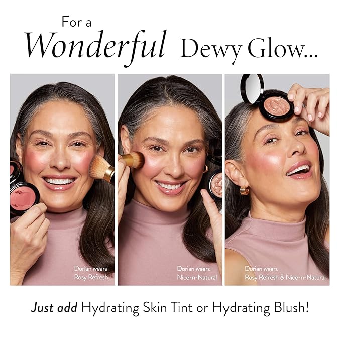 LAURA GELLER NEW YORK The Wonder Balm Cream Blush - Hydrating Weightless Subtle Hint of Color + Glow for Mature Skin - Vegan Squalane - Apply to Cheeks & Lips (03 Rosy Refresh)