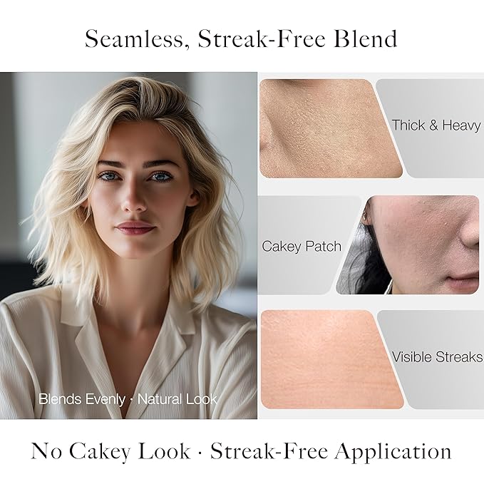 JoMay Flat Top Kabuki Foundation Brush – Streak-Free, Full Coverage Quick Blend for Beginners & Daily Makeup – High-Density Soft Synthetic Bristles, 1 PCS