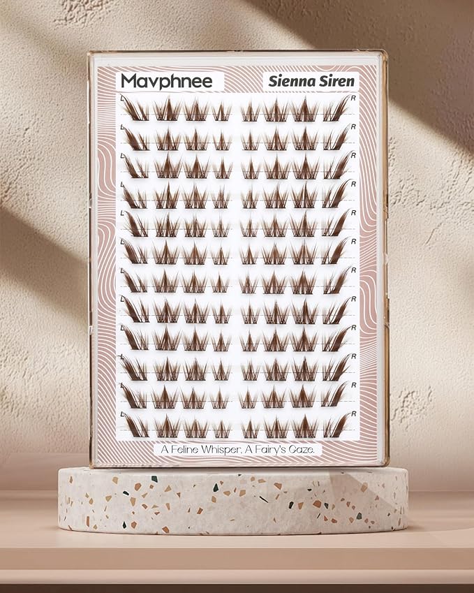Cat Eye Lash Clusters Brown Eyelash Clusters Fox Eye Individual Lashes Extensions Spiky Cluster Eyelash Extensions Fairy Cluster Lashes Fluffy Anime DIY Lash Pack Pestañas Postizas (CC Curl, 96Pcs)