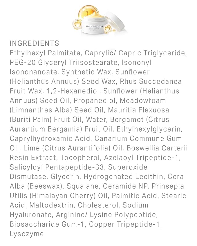 SumaNurica Purifying Enzyme Cleansing Balm, Biotech Peptide Makeup Remover, 3-in-1 Facial Oil Cleanser for Sensitive & Acne-Prone Skin, Deep Cleanse Waterproof Makeup & Impurities, 3.5oz/100g