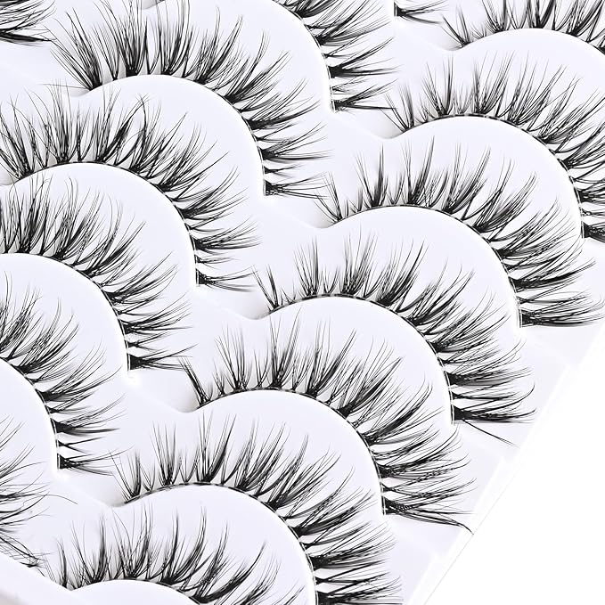Eyelashes Cat Eye Strip Lashes Natural Look Short False Cateye Lash 14 Pairs Clear Band Fake Mink Eyelash Fluffy Pestañas Postizas Naturales