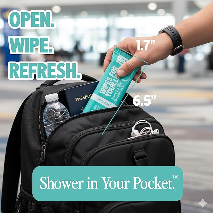 HyperGo XL Body Wipes for Women & Men – 12" x12" Rinse-Free Full Body Cleansing 30 Count Pack - Mint | Biodegradable, Hypoallergenic, Aloe-Infused | Gym, Festival, Camping Essentials