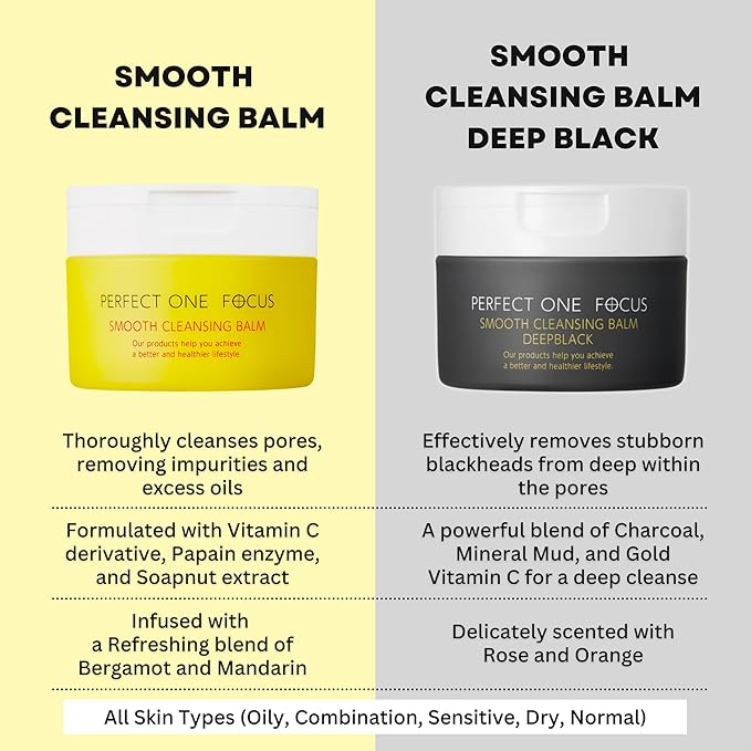PERFECT ONE FOCUS Smooth Cleansing Balm Makeup Remover – Makeup cleansing balm that melts away makeup and impurities while moisturizing – Gentle Face Wash Balm - Great for Travel, 2.64oz(75g)