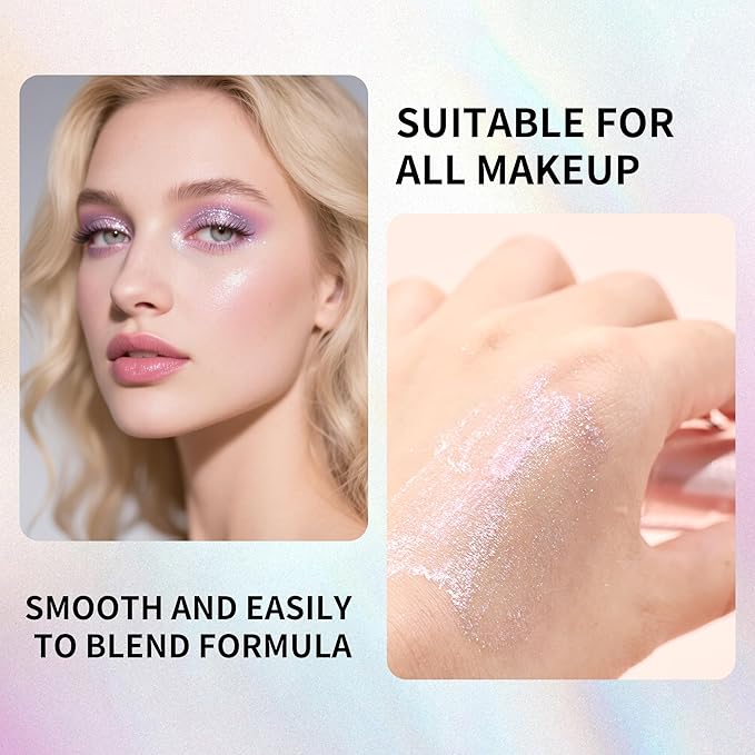 QIC Liquid Glitter Eyeshadow, Metallic & Shimmer Finish, Long Lasting, Non-Creasing, Smudge-proof, Lightweight Formula Liquid Eyeshadow for All Skin Tones, Buildable Color (09 Cherry Blossoms)