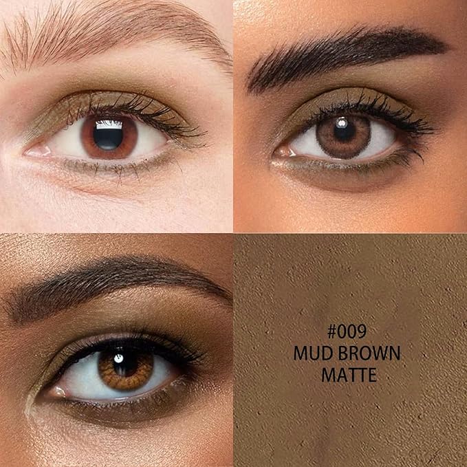 Neutral and Brown Metallic Eyeshadow Stick Pencil Crayon,Champagne Shimmer Cream Eye Brightener Stick Highlighter Makeup,Pro Waterproof & Long Lasting (009 Mud Brown Matte)