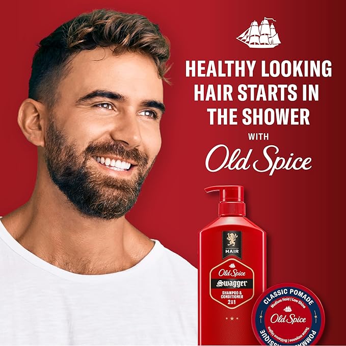 Old Spice Swagger 2-in-1 Shampoo and Conditioner Set for Men, Cedarwood Lime Scent, Healthier, Fuller, More Moisturized Looking Hair, Barbershop Quality, Remove Dirt & Oil, 21.9 Fl Oz