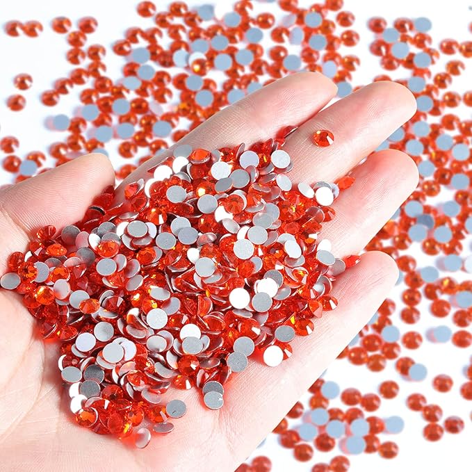 Beadsland Flatback Rhinestones Bulk,14400pcs Orange Rhinestones for Nails Crafts Clothes DIY Decoration, Hyacinth/Orange, SS6, 1.9-2.1mm