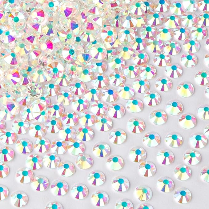 1440Pcs Transparent AB Crystal Rhinestones,Glass Flatback Rhinestones Gemstones for Nail Face Makeup Art Crafts Clothes Decoration -(SS16,4.0mm,Transparent AB)