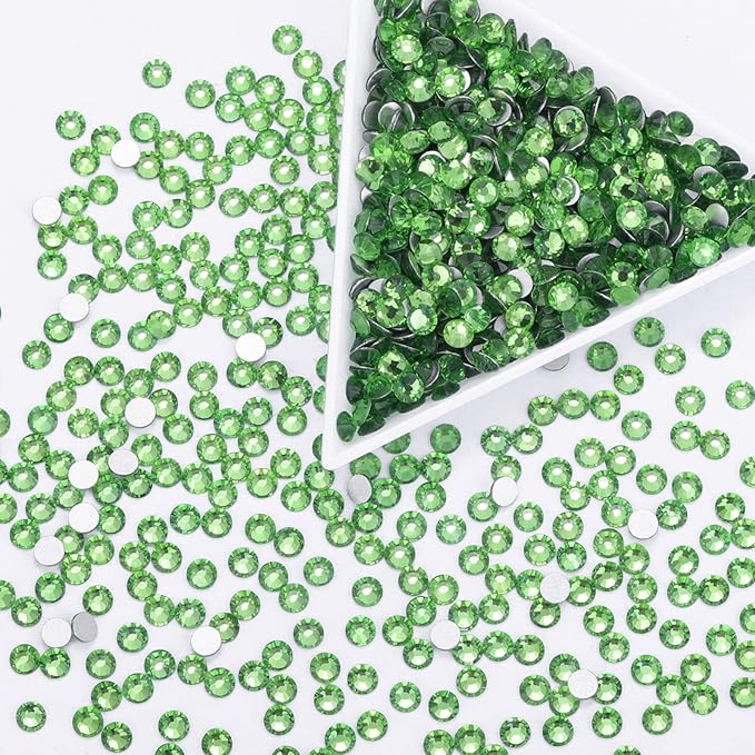288Pcs Light Green Crystal Rhinestones,Glass Flatback Rhinestones Gemstones for Nail Face Makeup Art Crafts Clothes Decoration - (SS30,6.5mm,Light Green)