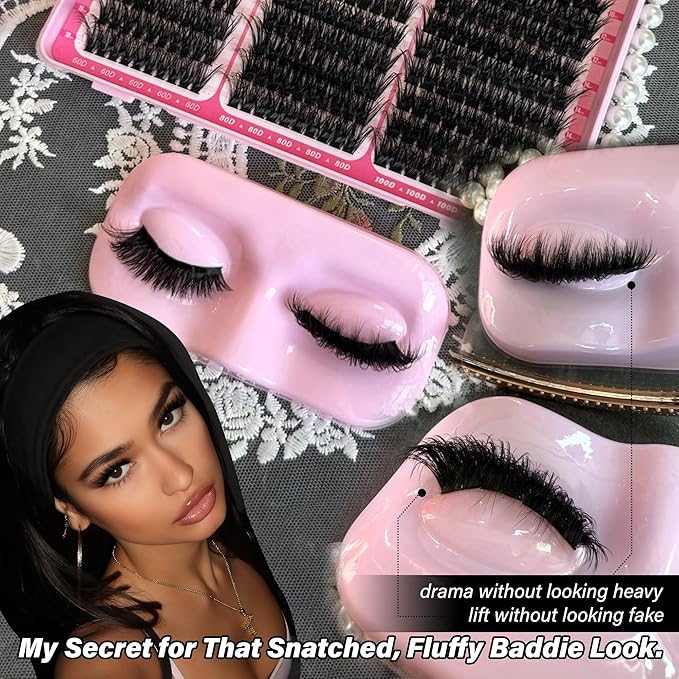 Fluffy Volume Lash Clusters Extensions 60D 80D 100D Eyelash Clusters 10-18MM Individual Lashes 270PCS Faux Mink Cluster Eyelash Extensions DIY Long Lasting Lash Extension